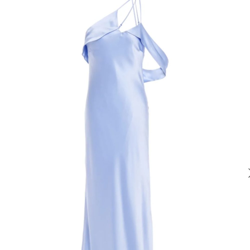 Michelle Mason One Shoulder Open Back Silk Gown